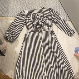Madewell Cut-Out Long sleeve blue stripped Dress